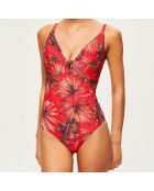 Maillot de bain 1 pièce imprimé rouge