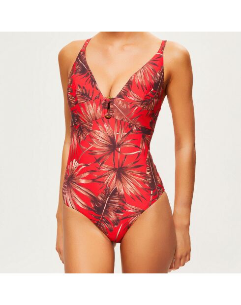 Maillot de bain 1 pièce imprimé rouge