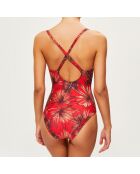 Maillot de bain 1 pièce imprimé rouge