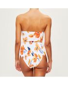 Maillot de bain 1 pièce bustier imprimé blanc