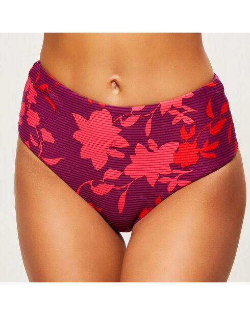 Bas de Maillot taille haute fleuri violet