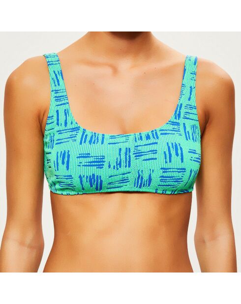 Neongrün/blau bedrucktes BH-Top