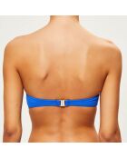 Haut de Maillot bandeau imprimé  vert fluo/bleu