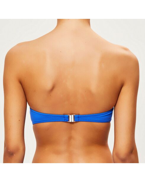 Neongrün/blau bedrucktes Bikinioberteil mit Stirnband