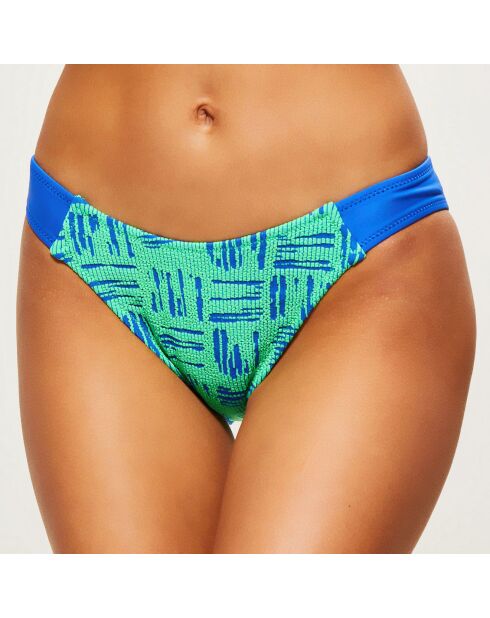 Bikinibroekje met neongroen/blauwe print