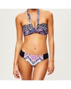 Bas de Maillot drapé imprimé  noir/multicolore