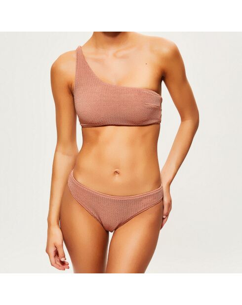 Slip bikini con texture color bronzo
