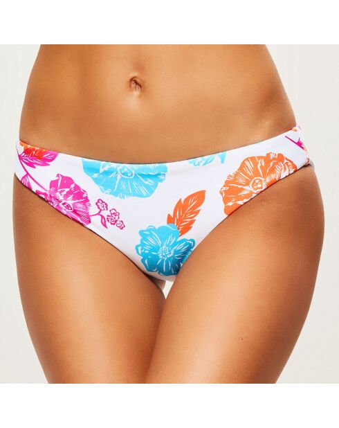 weiße/mehrfarbige Bikinihose mit Blumenmuster