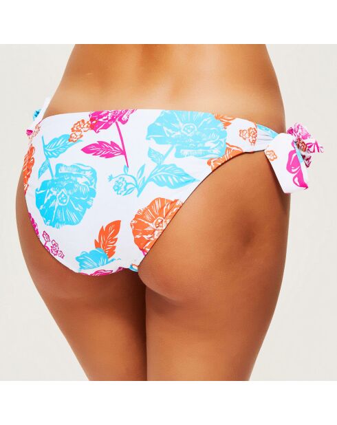 Weiße/mehrfarbige Bikinihose mit Blumenmuster