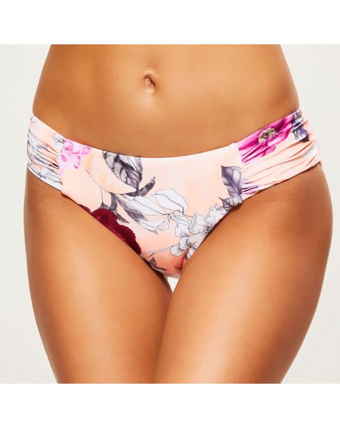 Bas de Maillot froncé fleuri pêche