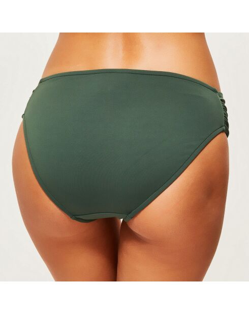 Slip bikini plissettati retrò verde scuro