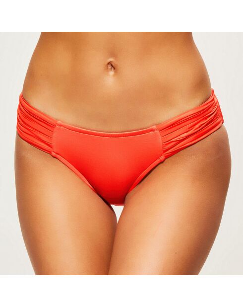 Braguitas de bikini drapeadas de color naranja