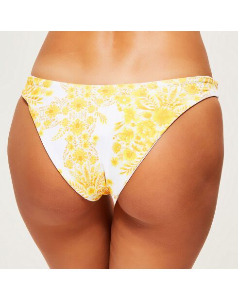 Bas de Maillot réversible fleuri jaune/blanc
