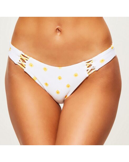 Bas de Maillot réversible fleuri jaune/blanc