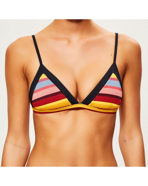 Mehrfarbig gestreiftes Triangel-Bikinioberteil