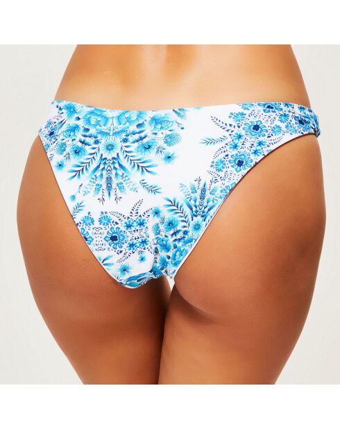 Omkeerbaar blauw/wit bikinibroekje met bloemen