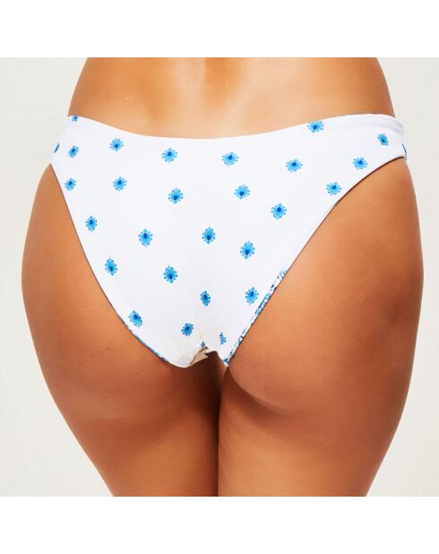 Omkeerbaar blauw/wit bikinibroekje met bloemen