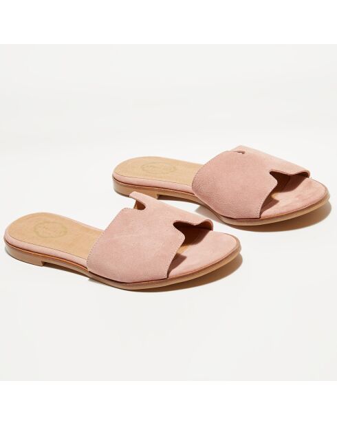 Pantoletten aus Veloursleder in Nude