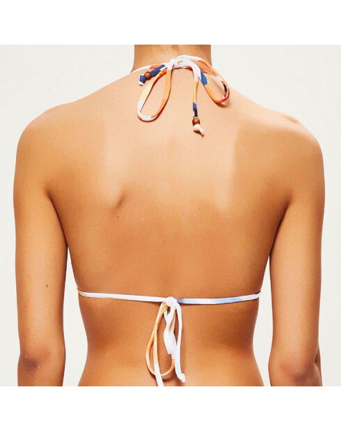 Haut de Maillot triangle fleuri blanc/orange