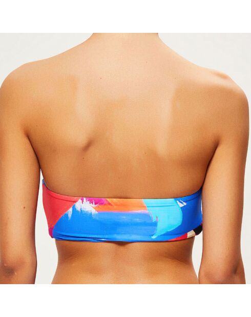 Mehrfarbig bedrucktes Bandeau-Bikinioberteil