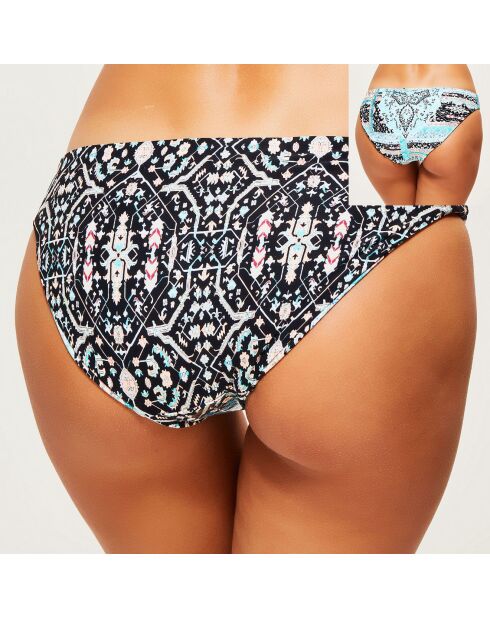 Omkeerbaar bikinibroekje met zwart/blauwe print