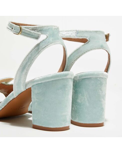 Himmelblaue Lana-Sandalen aus Samt - 8,3 cm Absatz