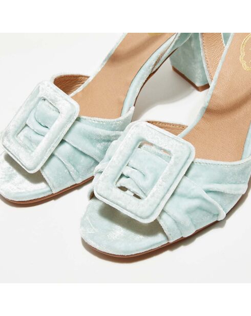 Himmelblaue Lana-Sandalen aus Samt - 8,3 cm Absatz