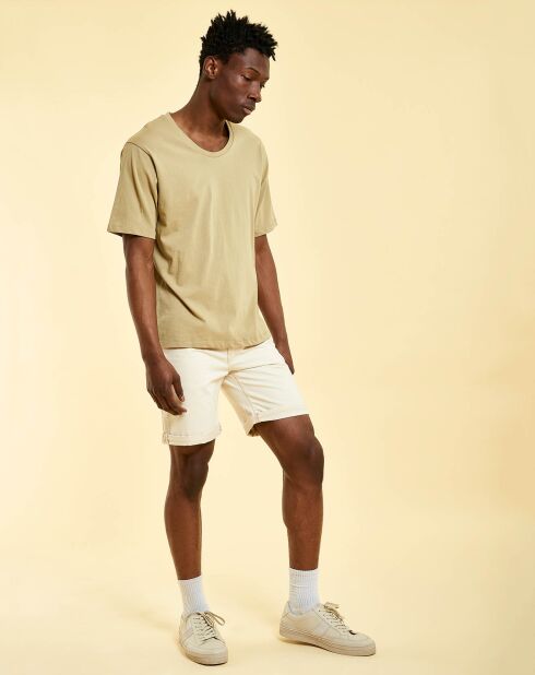 Short en jean Léon blanc cassé