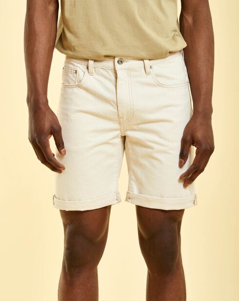 Short en jean Léon blanc cassé
