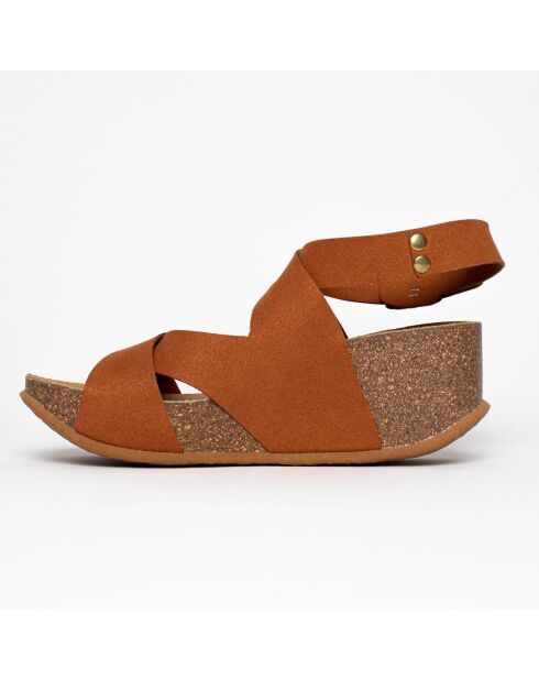 Sandales Ballina plateforme camel - Talon 7 cm