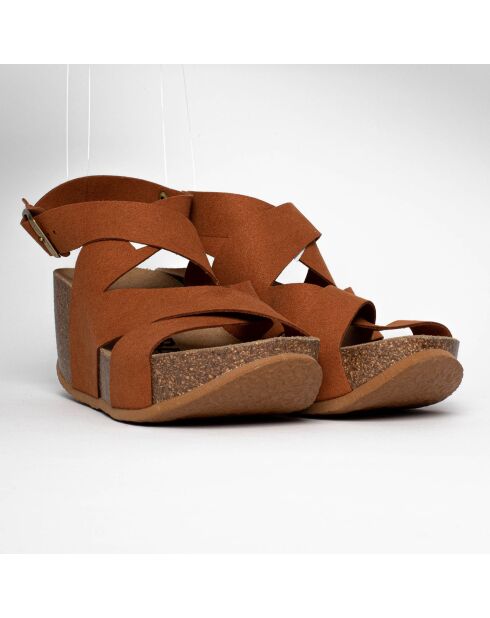 Sandales Ballina plateforme camel - Talon 7 cm