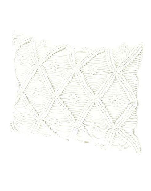 Weißer Makramee-Kissenbezug - 35x50 cm
