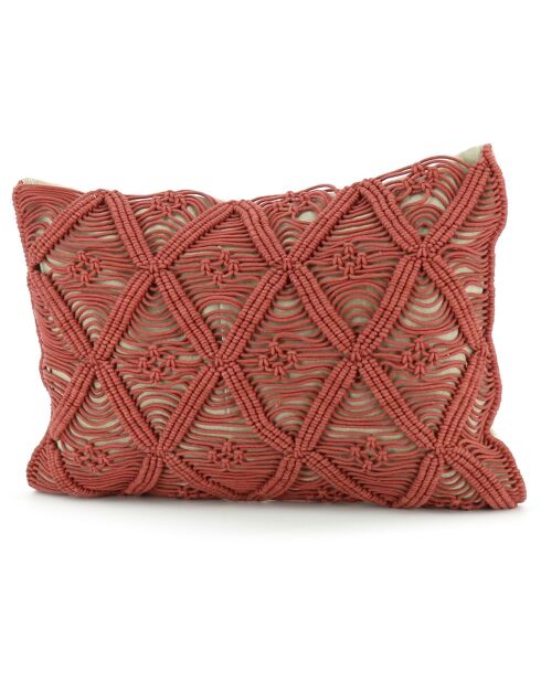 Kissenbezug aus Makramee-Terrakotta, 35 x 50 cm