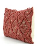 Kissenbezug aus Makramee-Terrakotta, 35 x 50 cm