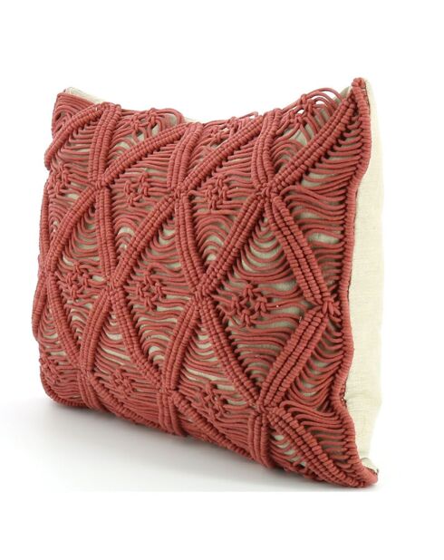 Kissenbezug aus Makramee-Terrakotta, 35 x 50 cm
