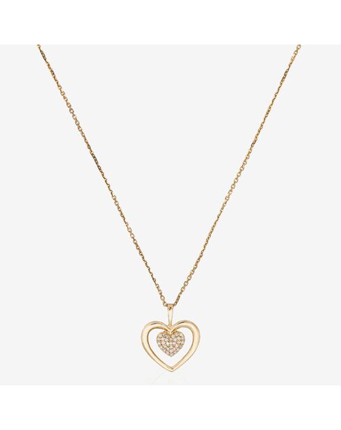 Pendentif Coeur tendresse Diamants 0.06 ct or jaune