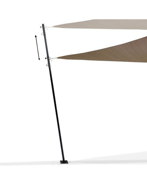2 Poteaux ajustables pour voile d'ombrage noirs - 23 x3.5 cm