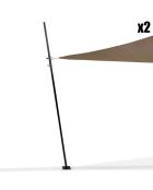 2 Poteaux ajustables pour voile d'ombrage noirs - 23 x3.5 cm