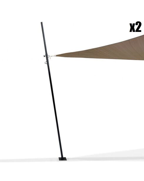 2 Poteaux ajustables pour voile d'ombrage noirs - 23 x3.5 cm