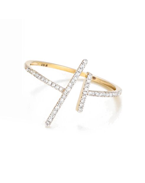 Asymmetrischer paralleler Diamantring aus 0,1 Karat Gelbgold