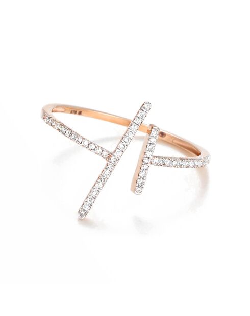 Bague Parallèle Asymétrique Diamants 0.1 ct or rose