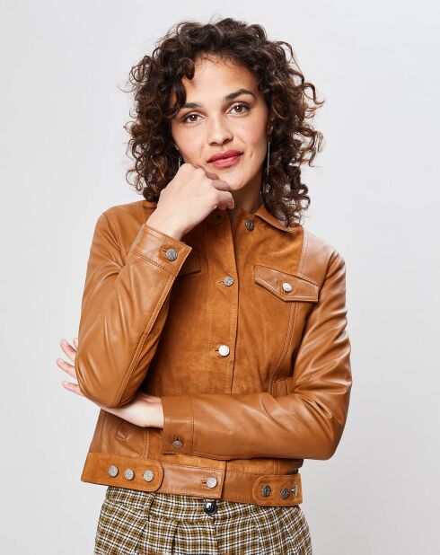 Veste en Cuir Bimatieres Dauphine gazelle