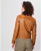Veste en Cuir Bimatieres Dauphine gazelle