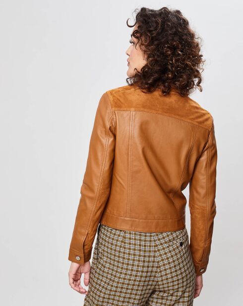 Veste en Cuir Bimatieres Dauphine gazelle