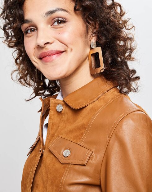 Veste en Cuir Bimatieres Dauphine gazelle