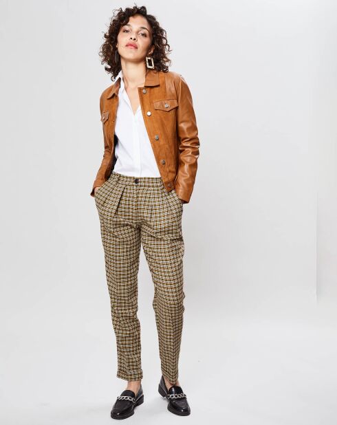 Veste en Cuir Bimatieres Dauphine gazelle