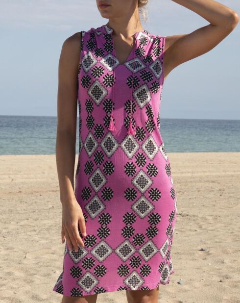 Fuchsia jurk in art deco stijl