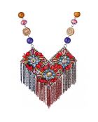 Florina blauw/rode borstplaat halsketting