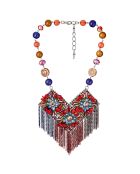 Florina blauw/rode borstplaat halsketting