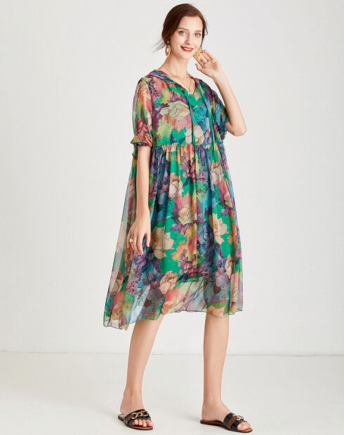 Robe Gabriela vert/multicolore